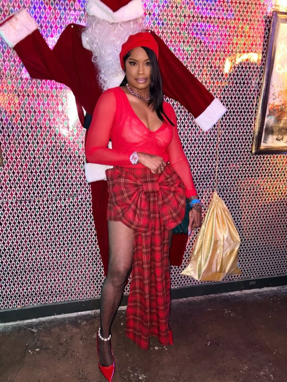 Red Plaid Wrap Skirt Size M | High Waist Statement Bow Holiday Skirt